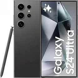 SAMSUNG Galaxy S24 Ultra، تلفن هوش مصنوعی، حافظه داخلی 256 گیگابایت، مشکی تیتانیوم، 12 گیگابایت رم، تلفن هوشمند اندروید، دوربین 200 مگاپیکسلی، قلم S، عمر باتری طولانی (نسخه امارات متحده عربی)