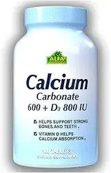مکمل غذایی کلسیم 600 میلی گرم + D3 توسط ویتامین های آلفا - تقویت استخوان های سالم - دندان های سالم - قلب سالم - سیستم عصبی سالم - 100 قرص