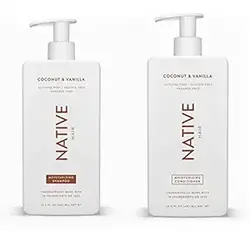 ست شامپو و نرم کننده Native | بدون سولفات، بدون پارابن، بدون رنگ، با مواد تمیز مشتق شده طبیعی| 16.5 اونس (نارگیل و وانیل، مرطوب کننده)، 2، 1.3 اونس