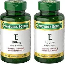 قرص ها و ژل های مکمل ویتامین E Nature's Bounty، از سلامت آنتی اکسیدانی پشتیبانی می کند، 400iu، تعداد 120 (بسته 2 عددی)