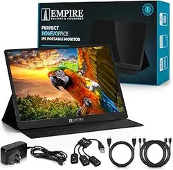 مانیتور قابل حمل Empire با بلندگو، مانیتور لپ تاپ 15.6 اینچی 1080P، مانیتور قابل حمل HDMI دوگانه USB-C سبک وزن برای لپ تاپ، بازی، بلندگو، مانیتور مسافرتی - تلفن PC MAC PS4/5 Xbox Switch (مشکی)