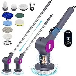 اسکرابر چرخشی الکتریکی، برس تمیز کننده برقی HEROCKX با 9 سر برس قابل تعویض، برس تمیز کننده حمام ضد آب IPX7 برای کف، کاشی، آشپزخانه، کارواش