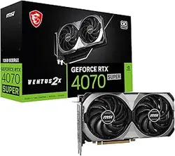 کارت گرافیک MSI Gaming RTX 4070 Super 12G Ventus 2X OC (NVIDIA RTX 4070 Super, 192-bit, Boost Clock: 2520 MHz, 12GB GDRR6X 21 Gbps, HDMI/DP, Ada Lovelace Architecture)