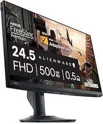 مانیتور گیمینگ Alienware AW2524HF - 24.5 اینچی (1920x1080) 500Hz (Overclock) 0.5ms صفحه نمایش، ارتفاع/شیب/چرخش/قابلیت تنظیم محوری، تعویض پیشرفته 3 ساله - مشکی