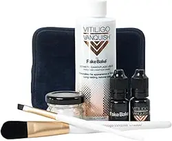 کانسیلر مایع کیت استتار آرایشی Fake Bake Vitiligo Vanquish، سفارشی سازی رنگ طبیعی با ماندگاری طولانی باعث از بین رفتن رنگدانه های پوست برای زنان و مردان می شود - روکش برای روزها ماندگاری دارد