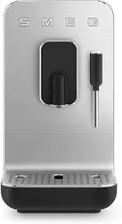 دستگاه قهوه ساز دانه تو فنجان Smeg Bcc02Blmuk 50'S با کف کردن شیر، 8 تنظیم نوشیدنی، عملکرد آسیاب کردن چندگانه، سختی آب قابل تنظیم، مشکی مات، 1 سال گارانتی