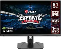 مانیتور IPS گیمینگ MSI Optix MAG274QRF-QD Esports - 27 اینچ، 16:9 WQHD (2560x1440)، 2K، Rapid IPS، 165 هرتز، 1 میلی‌ثانیه GTG، سازگار با G-SYNC، RGB، HDR، نقاط کوانتومی، نمایشگر 9%، Adobe HDMI، مشکی