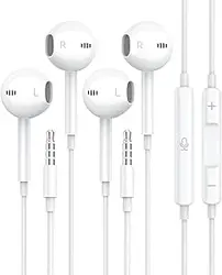 Tiloqua 2 Pack هدفون سیمی 3.5 میلی متری Apple Earbuds با میکروفون [دارای گواهینامه MFi] کنترل صدا HiFi Stereo برای iPhone 6 6S 5 SE Samsung S10 A14 A12 MP3/4 Android Device AUX