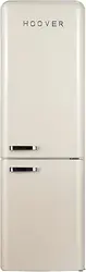 یخچال و فریزر 300 لیتری پایینی هوور، طراحی کاملا بدون یخبندان، کنترل رطوبت، کنترل الکترونیکی و چراغ LED، نوار نقره ای و چرخان یخ، 1 سال گارانتی، کرم - HBR-M300-RC
