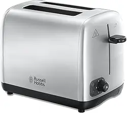 توستر Russell Hobbs 2 Slice با فناوری نان تست کامل برای یکنواختی بهبود یافته (شکاف های عریض، ویژگی لیفت و نگاه، 6 سطح قهوه ای شدن، عملکرد منجمد و لغو، 850 وات، فولاد ضد زنگ برس خورده) 24081