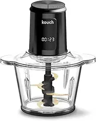 Kouch آلمان - خردکن شیشه ای 500 واتی برقی با کاسه شیشه ای 3 لیتری، دریپر پرو، تیغه های تیتانیوم، درب ذخیره سازی، سرعت دوگانه، کاردک، عملکرد خرد کردن یخ، KC-2045