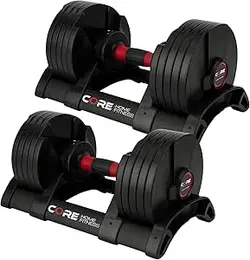 مجموعه وزن دمبل قابل تنظیم CORE FITNESS® توسط دمبل های مقرون به صرفه - صرفه جویی در فضا - دمبل برای خانه شما