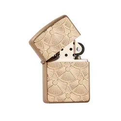 فندک زیپو مدل Armor Fanned Discs Tumbled Brass کد 28541 - لایترلند