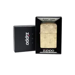 فندک زیپو مدل Armor Fanned Discs Tumbled Brass کد 28541 - لایترلند