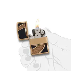 فندک زیپو مدل Gold And Black Brushed Brass کد 28673 - لایترلند