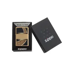 فندک زیپو مدل Gold And Black Brushed Brass کد 28673 - لایترلند