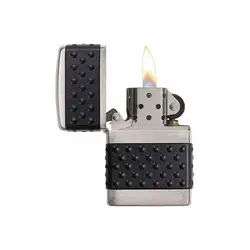 فندک زیپو مدل Black Zip Guard Brushed Chrome کد 200ZP - لایترلند