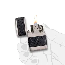 فندک زیپو مدل Black Zip Guard Brushed Chrome کد 200ZP - لایترلند