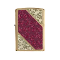 فندک زیپو مدل Brushed Brass Damask کد 28377 - لایترلند