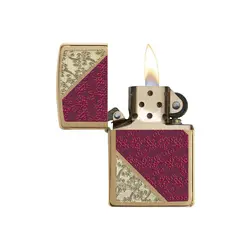 فندک زیپو مدل Brushed Brass Damask کد 28377 - لایترلند