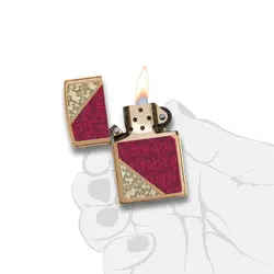 فندک زیپو مدل Brushed Brass Damask کد 28377 - لایترلند