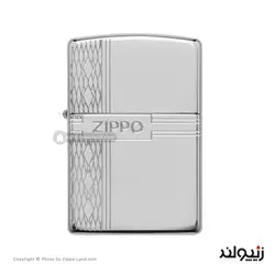 فندک زیپو مدل Armor Sterling Silver Diamond Pattern Design کد 49551 - لایترلند