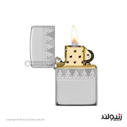 فندک زیپو مدل Armor Sterling Silver Diamond pattern Design کد 49550 - لایترلند