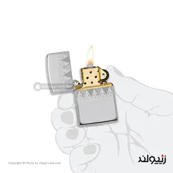 فندک زیپو مدل Armor Sterling Silver Diamond pattern Design کد 49550 - لایترلند