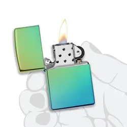 فندک زیپو مدل Classic High Polish Teal Zippo Logo کد 49191 - لایترلند