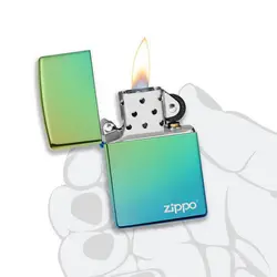 فندک زیپو مدل Classic High Polish Teal Zippo Logo کد 49191zl - لایترلند