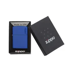 فندک زیپو مدل Classic Royal Blue Matte Zippo Logo کد 229zl - لایترلند