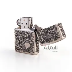 فندک زیپو مدل Classic Antique Silver Plate Love کد 121fb - لایترلند