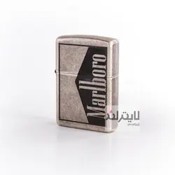 فندک زیپو مدل Classic Antique Silver Plate Marlboro 1Sideکد 121fb - لایترلند
