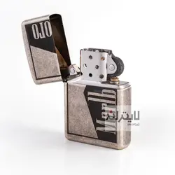 فندک زیپو مدل Classic Antique Silver Plate Marlboro 1Sideکد 121fb - لایترلند