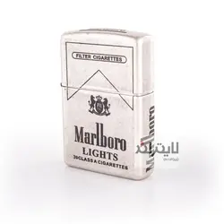 فندک زیپو مدل Classic Antique Silver Plate Marlboro کد 121fb - لایترلند