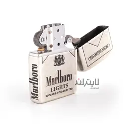 فندک زیپو مدل Classic Antique Silver Plate Marlboro کد 121fb - لایترلند