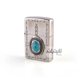 فندک زیپو مدل Blue Stone Antique Silver Plate - لایترلند