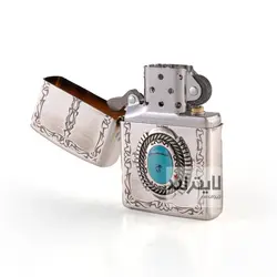 فندک زیپو مدل Blue Stone Antique Silver Plate - لایترلند