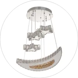 لوستر مدرن دکوراتیو کریستال طرح ماه و ستاره کد00324 - شرکت روشنایی دلوری || انواع لوستر مدرن