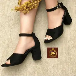 صندل پاشنه 5 سانت زنانه F25 چرم و سوییت