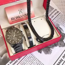 ست ساعت و زیورآلات کارتیر استیل مشکی مردانه