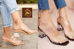 صندل طلقی زنانه پاشنه ۵ سانت شیشه ای