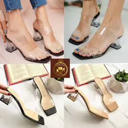 صندل طلقی زنانه پاشنه ۵ سانت شیشه ای