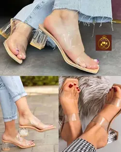 صندل طلقی زنانه پاشنه ۵ سانت شیشه ای