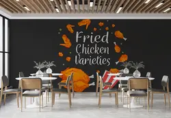کاغذ دیواری برای رستوران و فست فود طرح مرغ سوخاری