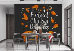 کاغذ دیواری برای رستوران و فست فود طرح مرغ سوخاری