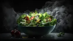 پوستر سه بعدی رستوران و فست فود طرح سالاد خوشمزه