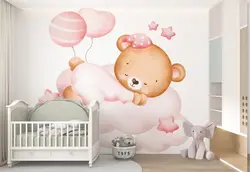 پوستر برای اتاق نوزاد طرح خواب ناز بچه خرس