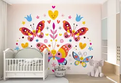 پوستر  اتاق دختر طرح پروانه های کیوت