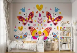 پوستر  اتاق دختر طرح پروانه های کیوت